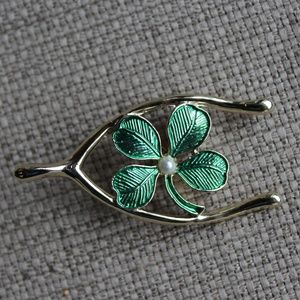 Double Luck Gerry's Pin with Wishbone and Shamrock